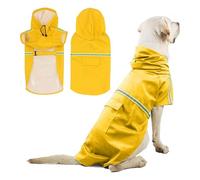 PETCUTE Dog Raincoat - Waterproof Coat Jacket with Hood, Collar & Harness Hole, Storage Bag, Adjustable for Medium Large Dogs
