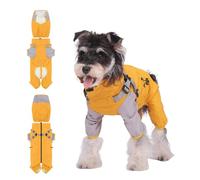 PETCUTE Dog Raincoat,Waterproof Dog Rain Coat with Built-In Harness, Lightweight Double Layer Pet Rain Poncho Cloth with Removable Hood and Legs Full Coverage for Small Medium Large Dogs,M