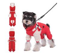 PETCUTE Dog Raincoat,Waterproof Dog Rain Coat with Built-In Harness, Lightweight Double Layer Pet Rain Poncho Cloth with Removable Hood and Legs Full Coverage for Small Medium Large Dogs,M