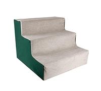 PETCUTE Dog Steps Stairs for Bed,Non-Slip Pet Stairs for Small Dogs and Cats, 3-Steps Dog Ramp for Sofa with Washable Plush Cover, High Density Foam,41x39x31cm,Green