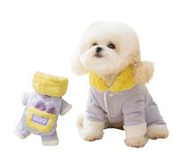 PETCUTE Dog Winter Coats for Small Dogs,Fleece Lined Puppy Winter Clothes with Leash Hole,Fleece Hood,Four-Leg Cold Weather Vest Jackets Coat For Chihuahua Doggy Toy Poodle,Pet Apparel,Purple,L