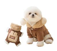 PETCUTE Dog Winter Coats for Small Dogs,Fleece Lined Puppy Winter Clothes with Leash Hole,Fleece Hood,Four-Leg Cold Weather Vest Jackets Coat For Chihuahua Doggy Toy Poodle,Pet Apparel,Brown,2XL