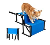PETCUTE Durable Dog Stairs for Large Dogs, Foldable Pet Ramp for Car with Non-Slip Surface, Lightweight Dog Stairs for Large Injured Dogs,for Cars, SUV, High Beds, Truck, Supports up to 132 lbs