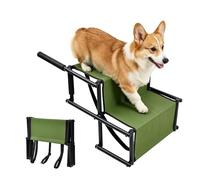 PETCUTE Durable Dog Stairs for Large Dogs, Foldable Pet Ramp for Car with Non-Slip Surface, Lightweight Dog Stairs for Large Injured Dogs,for Cars, SUV, High Beds, Truck, Supports up to 132 lbs