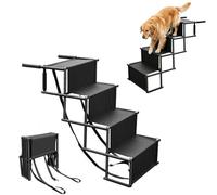 PETCUTE Durable Dog Stairs for Large Dogs, Foldable Pet Ramp for Car with Non-Slip Surface, Lightweight Dog Stairs for Large Injured Dogs,for Cars, SUV, High Beds, Truck, Supports up to 132 lbs
