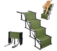 PETCUTE Durable Dog Stairs for Large Dogs, Foldable Pet Ramp for Car with Non-Slip Surface, Lightweight Dog Stairs for Large Injured Dogs,for Cars, SUV, High Beds, Truck, Supports up to 132 lbs