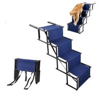 PETCUTE Durable Dog Stairs for Large Dogs, Foldable Pet Ramp for Car with Non-Slip Surface, Lightweight Dog Stairs for Large Injured Dogs,for Cars, SUV, High Beds, Truck, Supports up to 132 lbs