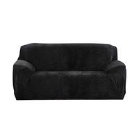 PETCUTE Elastic sofa covers 2 Seater sofa slipcovers velvet thick couch cover sofa covers Black