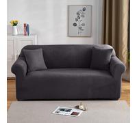 PETCUTE Elastic sofa covers 2 Seater sofa slipcovers velvet thick couch cover sofa covers Dark gray