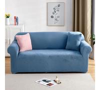 PETCUTE Elastic sofa covers 3 Seater sofa slipcovers velvet thick sofa covers Light blue