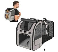 PETCUTE Expandable Cat Carrier Backpack,Portable Breathable Rucksack for Medium and Small Cats & Dogs, Foldable Pet Backpack with Inner Escape-proof Leash and Removable Mat,Up to 7kg