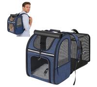 PETCUTE Expandable Cat Carrier Backpack,Portable Breathable Rucksack for Medium and Small Cats & Dogs, Foldable Pet Backpack with Inner Escape-proof Leash and Removable Mat,Up to 7kg