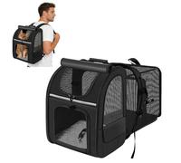 PETCUTE Expandable Cat Carrier Backpack,Portable Breathable Rucksack for Medium and Small Cats & Dogs, Foldable Pet Backpack with Inner Escape-proof Leash and Removable Mat,Up to 7kg