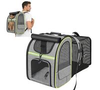 PETCUTE Expandable Cat Carrier Backpack,Portable Breathable Rucksack for Medium and Small Cats & Dogs, Foldable Pet Backpack with Inner Escape-proof Leash and Removable Mat,Up to 7kg