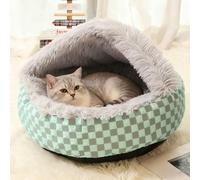 PETCUTE Fluffy Plush Pet Bed,Soft and Comfortable Cat Basket,Dog Bed Washable with Non-slip Bottom,Round Cat Bed with Hood,Pet Sleeping Pillow for Cats Small and Medium Dogs,Gray,S