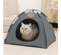 PETCUTE Foldable Cat Tent Bed, Breathable Pet Cave House with Washable Cushion,Pop Up Portable Enclosed Hideaway for Small Cats Kittens Puppies Rabbits,Indoor Outdoor Anti-Slip Pet Shelter,Grey,XL