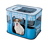 PETCUTE Foldable Pet Play Pen,Portable Cat Playpen for Dogs, Indoor/Outdoor Pop up Pet Tent Fence with Side Storage Pocket,Roll-up Door,Breathable Dog Playpen for Travel Camping