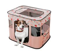 PETCUTE Foldable Pet Play Pen,Portable Cat Playpen for Dogs, Indoor/Outdoor Pop up Pet Tent Fence with Side Storage Pocket,Roll-up Door,Breathable Dog Playpen for Travel Camping