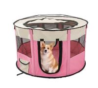 PETCUTE Foldable Pet Play Pen,Portable Cat Playpen for Dogs, Indoor/Outdoor Pop up Pet Tent Fence with Side Storage Pocket,Roll-up Door,Breathable Dog Playpen for Travel Camping