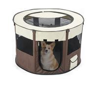PETCUTE Foldable Pet Play Pen,Portable Cat Playpen for Dogs, Indoor/Outdoor Pop up Pet Tent Fence with Side Storage Pocket,Roll-up Door,Breathable Dog Playpen for Travel Camping
