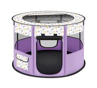 PETCUTE Foldable Pet Play Pen,Portable Cat Playpen for Dogs, Indoor/Outdoor Pop up Pet Tent Fence with Side Storage Pocket,Roll-up Door,Breathable Dog Playpen for Travel Camping