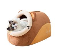 PETCUTE Half-Enclosed Cat Bed,Soft Plush Dog Crate Bed,Washable Dog House with Anti-Slip Bottom,Pet Sleeping Beds Orthopedic Relief and Improved Sleep,Calming Cat Beds for Indoor with Hanging toy,L