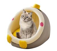 PETCUTE Half-Enclosed Cat Bed,Soft Plush Dog Crate Bed,Washable Dog House with Anti-Slip Bottom,Pet Sleeping Beds Orthopedic Relief and Improved Sleep,Calming Cat Beds for Indoor with Hanging toy,M