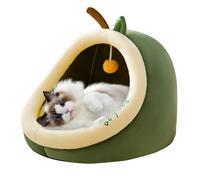 PETCUTE Half-Enclosed Cat Bed,Soft Plush Dog Crate Bed,Washable Dog House with Anti-Slip Bottom,Pet Sleeping Beds Orthopedic Relief and Improved Sleep,Calming Cat Beds for Indoor with Hanging toy,M
