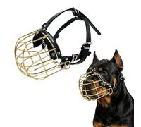 PETCUTE Heavy Duty Rottweiler Muzzle for Large Sized Dog,Breathable Basket Muzzle for Dogs with Adjustable Leather Straps,Steel Cage Dog Muzzles to Prevent Biting and Barking,L