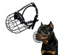 PETCUTE Heavy Duty Rottweiler Muzzle for Large Sized Dog,Breathable Basket Muzzle for Dogs with Adjustable Leather Straps,Steel Cage Dog Muzzles to Prevent Biting and Barking,L