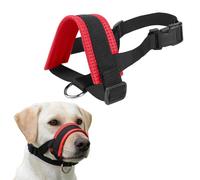 PETCUTE Nylon Dog Muzzle, Adjustable Breathable Soft Muzzle for Small Medium Large Dogs with Quick Release Buckle & D-Ring, Anti-Biting Barking Chewing,Pet Mouth Guard for Training Walking,Red,L