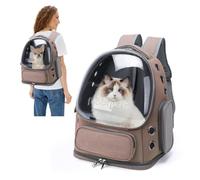 PETCUTE Pet Backpack Carrier,Ventilated Dog Backpack Carrier with Removable Mat,Space Capsule Viewing Cat Backpack Carrier,Puppy Travel Backpack with Inner Safety Hook,Airline Approved,For Travel