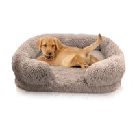 PETCUTE Pet Bed for Cats and Dogs, Anti-Anxiety Soft Dog Bed,Washable Pet Sofa Bed, Super Soft and Comfortable Plush Dog Bed with Non-Slip Bottom L-Curry