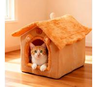 PETCUTE Pet Beds for Indoor Cats,Foldable Cat Cave with Removable Washable Cushion,Soft and Warm Cat House,Semi Enclosed Cats Hideaway with Anti-Slip Bottom,M