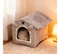 PETCUTE Pet Beds for Indoor Cats,Foldable Cat Cave with Removable Washable Cushion,Soft and Warm Cat House,Semi Enclosed Cats Hideaway with Anti-Slip Bottom,L