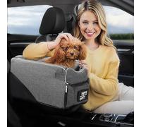 PETCUTE Pet Car Booster Seat On Car Armrest,Breathable Car Center Console Armrest Dog Seat,Non-Slip Washable Pet Travel Safety Car Seat with Safety Belt,Adjustable Strap,Dog Car Seats for Small Dogs