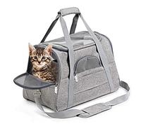 PETCUTE Pet Carrier,Foldable Pet Travel Carrier for Medium Cats and Puppy,Portable Cat Carrier Bag with Breathable Mesh and Removable Washable Mat,Shoulder Strap,Dog Carrier Bag with Reflective Strip