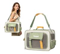 PETCUTE Pet Rolling Carrier with Wheels, 3-in-1 Foldable Airline Approved Cat Dog Travel Bag with Removable Mat and Safety Leash, Breathable Dog Carriers for Small Puppy Kitten