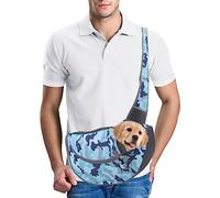 PETCUTE Pet Sling Carrier,Hands-free Small Pet Pouch Bag,Breathable Cat Dog Carrier Bag,Front Pocket,Shoulder Tote Bag for Small Animals,Dog,Cat,Outdoor Travel,Walking,Hiking,Blue,S