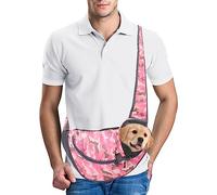 PETCUTE Pet Sling Carrier,Hands-free Small Pet Pouch Bag,Breathable Cat Dog Carrier Bag,Front Pocket,Shoulder Tote Bag for Small Animals,Dog,Cat,Outdoor Travel,Walking,Hiking,Pink,L