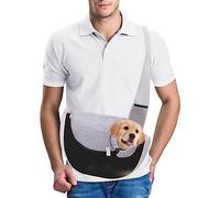 PETCUTE Pet Sling Carrier,Hands-free Small Pet Pouch Bag,Breathable Cat Dog Carrier Bag,Front Pocket,Shoulder Tote Bag for Small Animals,Dog,Cat,Outdoor Travel,Walking,Hiking,Black,S