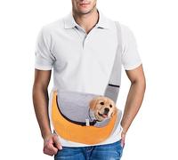 PETCUTE Pet Sling Carrier,Hands-free Small Pet Pouch Bag,Breathable Cat Dog Carrier Bag,Front Pocket,Shoulder Tote Bag for Small Animals,Dog,Cat,Outdoor Travel,Walking,Hiking,Yellow,S