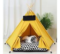 PETCUTE Pet Teepee,Dog & Cat Beds with Removable and Washable Cushion, Luxury Dog Tents & Pet Houses with Wooden Poles,Portable Pet Teepee Tent for Dogs & Cats,S
