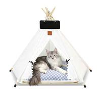 PETCUTE Pet Teepee,Dog & Cat Beds with Removable and Washable Cushion, Luxury Dog Tents & Pet Houses with Wooden Poles,Portable Pet Teepee Tent for Dogs & Cats,M