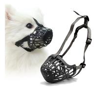 PETCUTE Plastic Dog Muzzle, Anti-Barking Adjustable, Breathable, Comfortable Soft Basket Muzzle for Dogs, Prevents Biting, Barking, Chewing, Sizes XS-3XL, Color Brown/Black