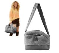 PETCUTE Portable Dog Sling, Pet Tote Carrier Purses with U-shaped Opening,Washable Hands-Free Shoulder Handbag for Small Dog Cat Outdoor,Puppy Carrier with Safety Hook and Removable Mat,Gray,S