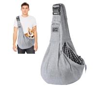 PETCUTE Reversible Pet Sling Carrier,Hands-free Dog Sling Bag for Puppy Kitty Rabbit,Soft Comfortable Double-sided Pet Travel Bag with Adjustable Shoulder Strap and Safety Buckle,for Outdoor Travel