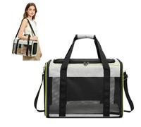 PETCUTE Rolling Cat Carrier with Wheels,Foldable Pet Carrier with Removable Mat,Load Up to 22 LBS,Fully Breathable,Dog Carrying Bag with Safety Belt,Perfect for Traveling/Hiking/Camping,Gray