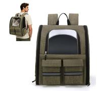 PETCUTE Rolling Dog Backpack Carrier with Wheels, Large Space Breathable Pet Travel Bag with Transparent Window,Foldable Cat Backpack with Front Storage Pockets for Small Cats Dogs,Khaki
