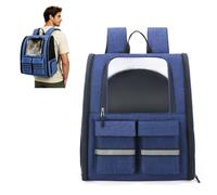 PETCUTE Rolling Dog Backpack Carrier with Wheels, Large Space Breathable Pet Travel Bag with Transparent Window,Foldable Cat Backpack with Front Storage Pockets for Small Cats Dogs,Blue